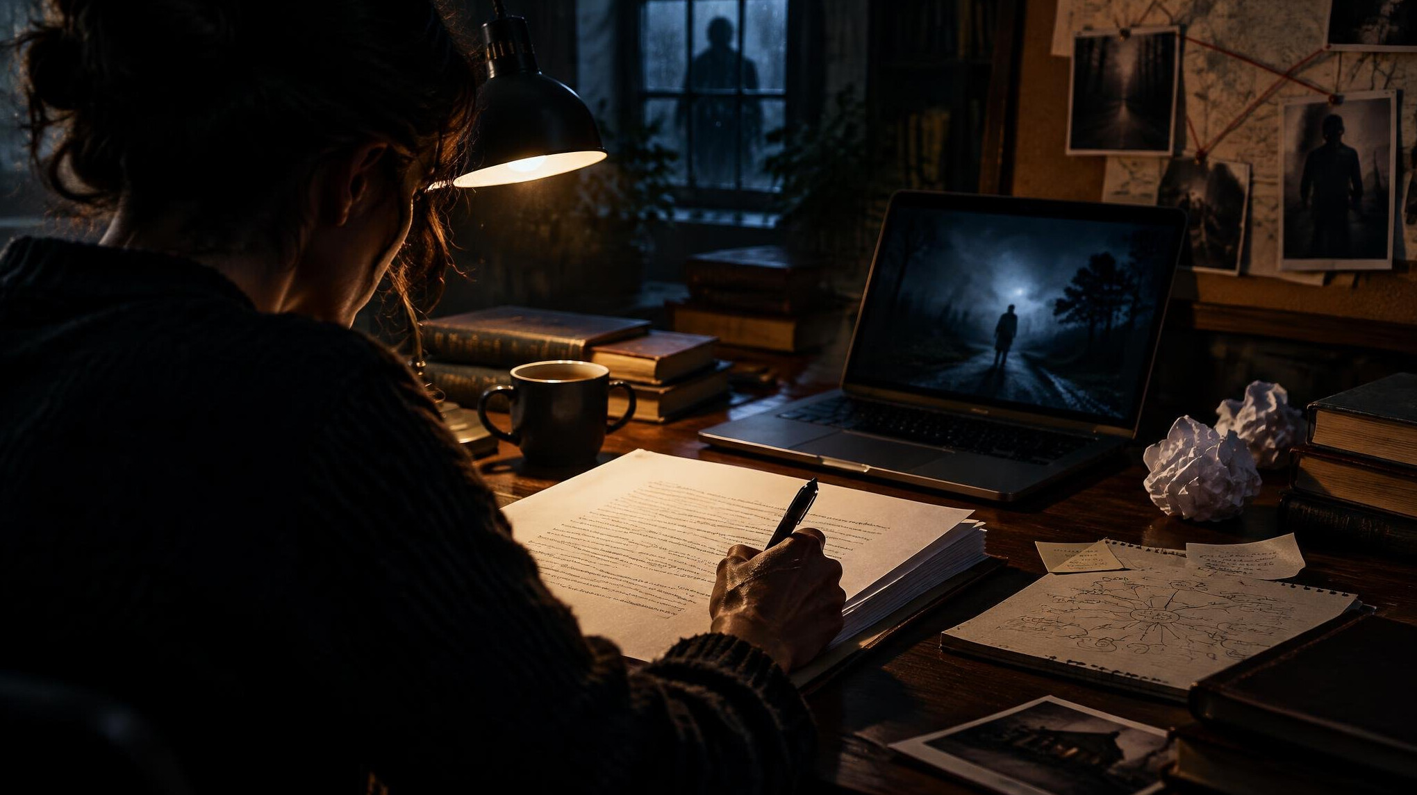 mystery author writing