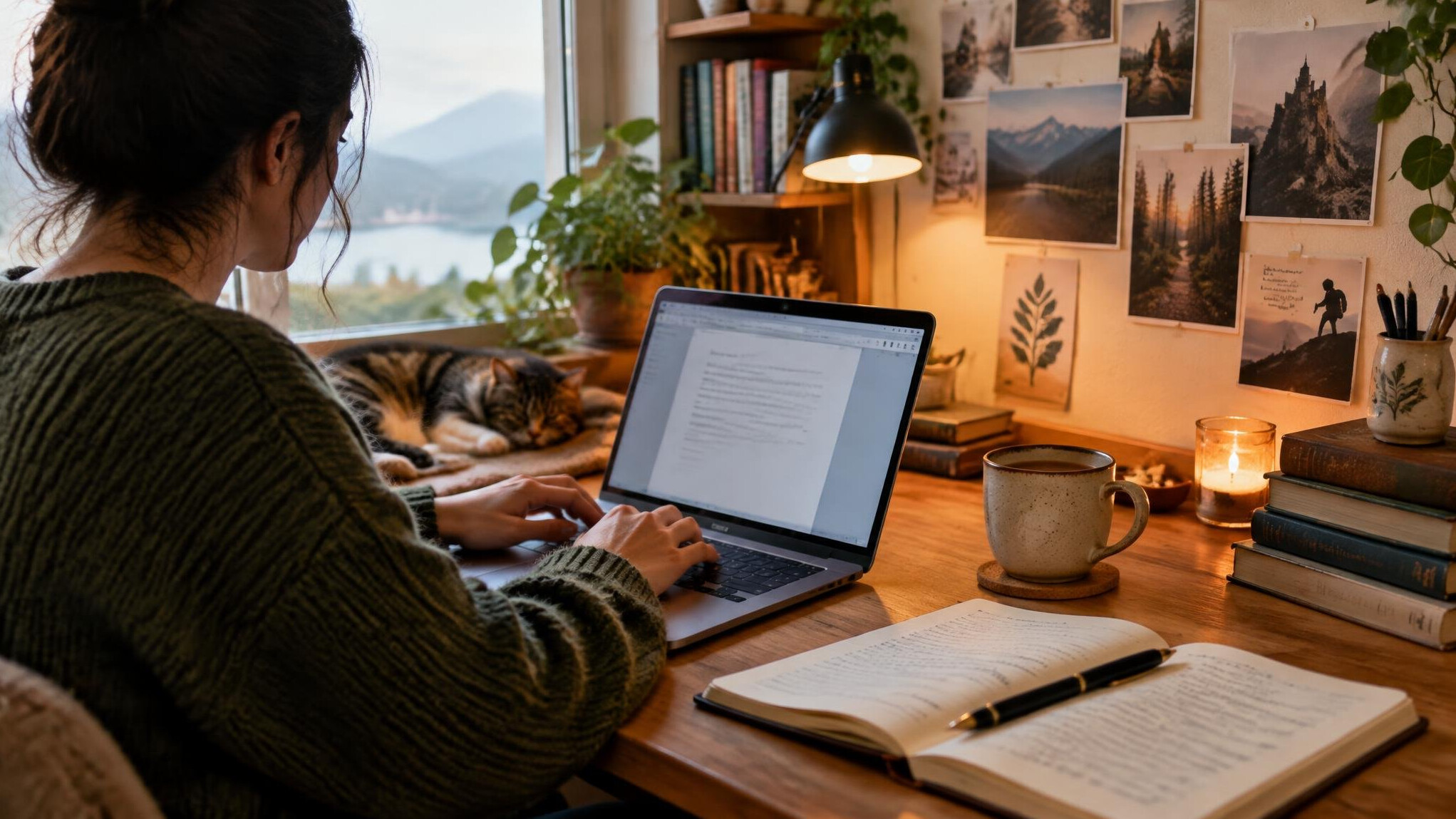 author typing on laptop